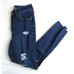 Old Navy Jeans Rockstar Super Skinny High Rise Raw Hem Destroyed Women's Size 0
